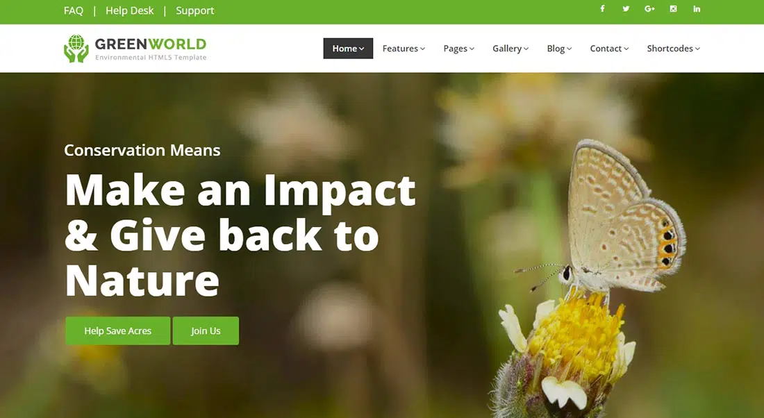 GreenWorld - Modelo de site sem fins lucrativos