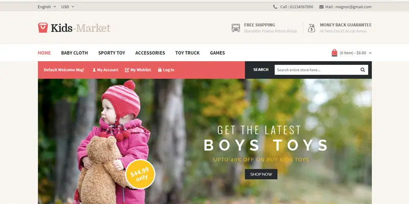 Thème Magento pour le marché des enfants