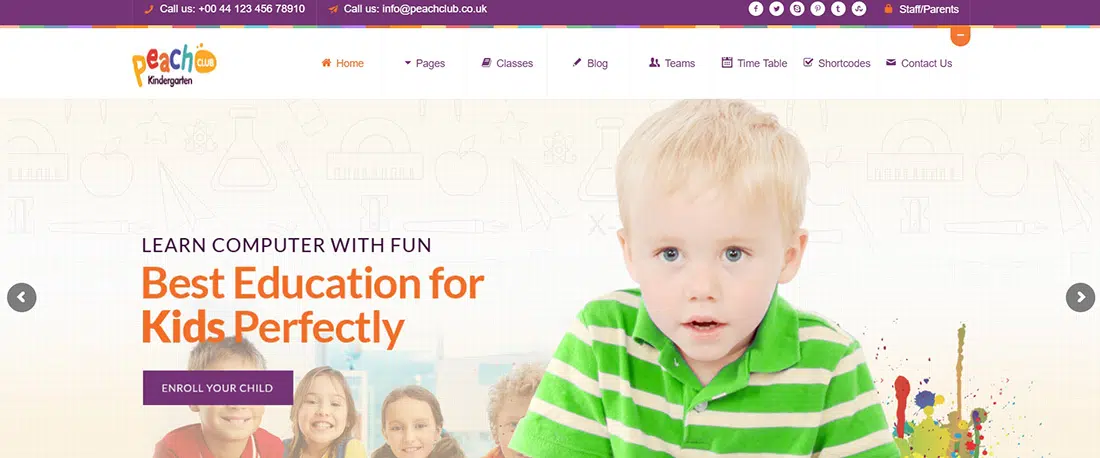 PeachClub Kindergarten ChildCare Thème WordPress