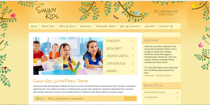 ธีม WooCommerce ที่ตอบสนองต่อ Sunny Kids