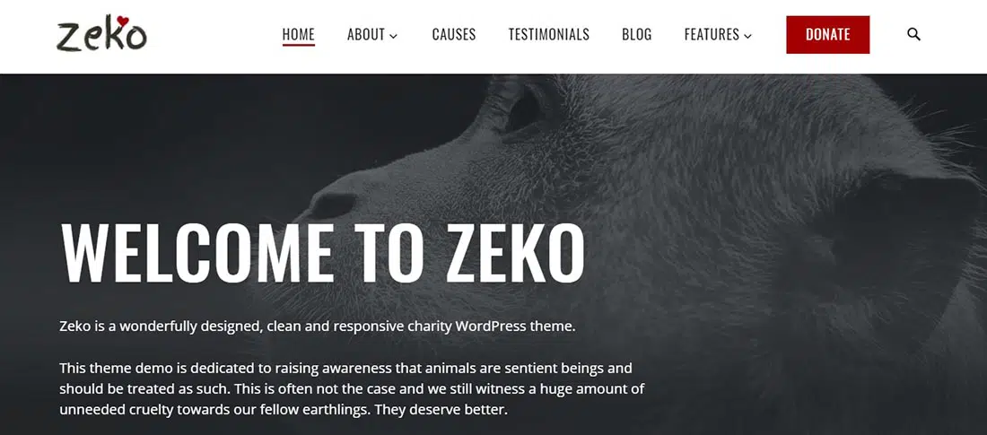 Zeko - Tema de WordPress sin fines de lucro