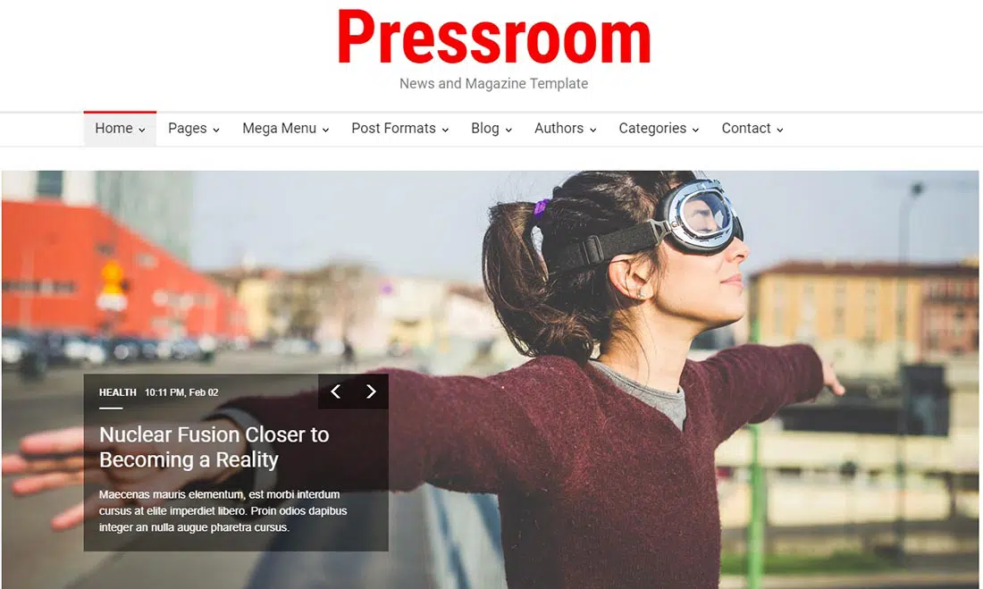 Pressroom - Responsive Nachrichten- und Magazinvorlage