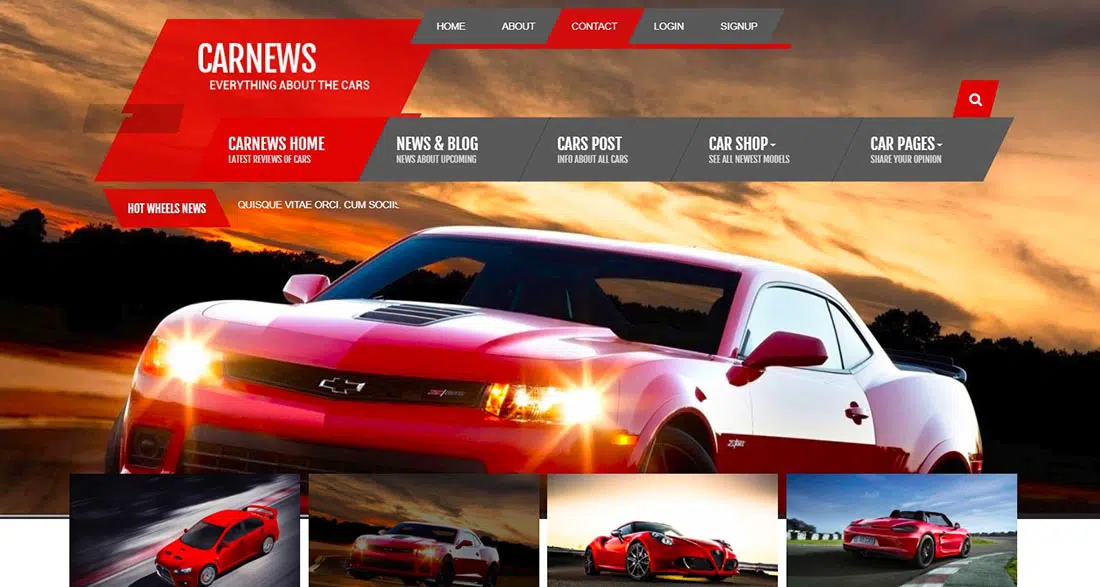 Noticias de coches - Plantilla HTML para noticias de sitios web de coches