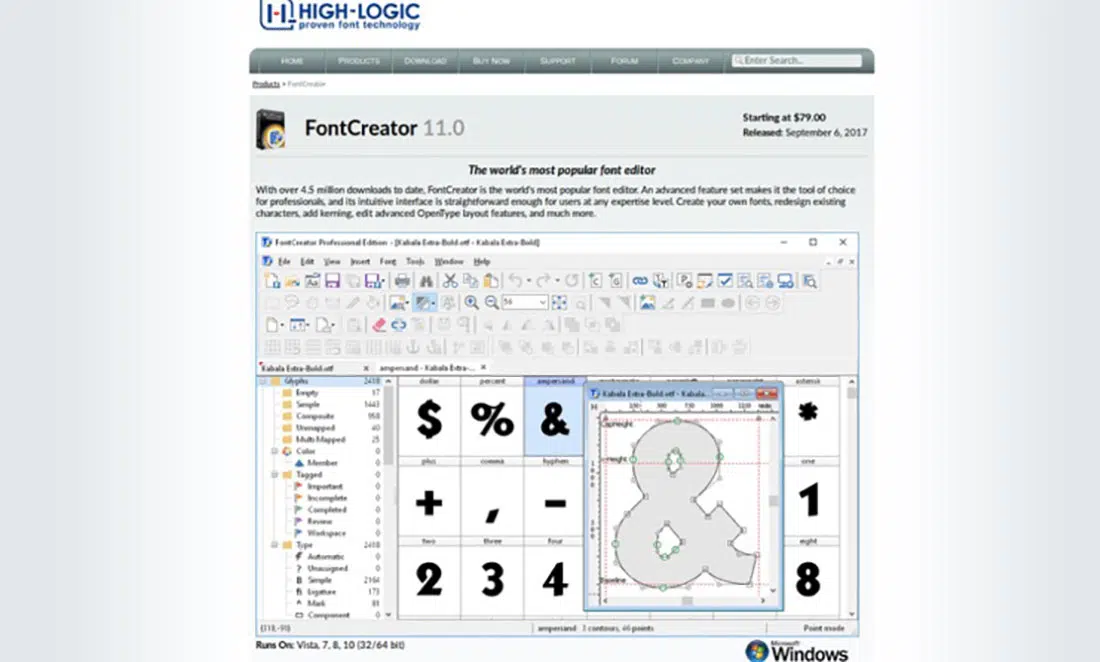 20 Инструмент обнаружения шрифтов FontCreator