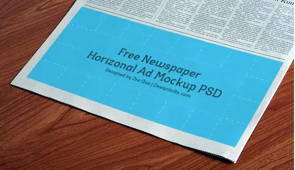 無料の水平新聞広告モックアップpsd