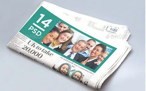 14の新聞広告のモックアップ