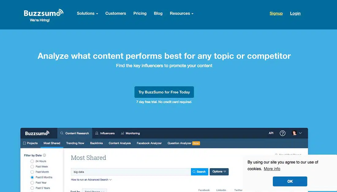 8 หน้า Landing Page ของ BuzzSumo