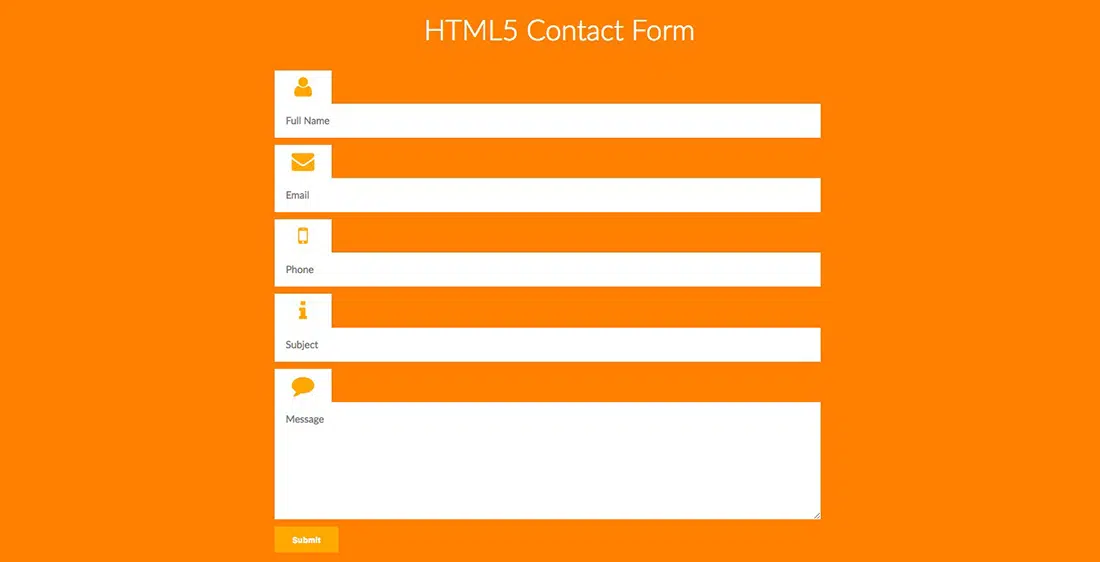 17 HTML5 แบบฟอร์มการติดต่อ