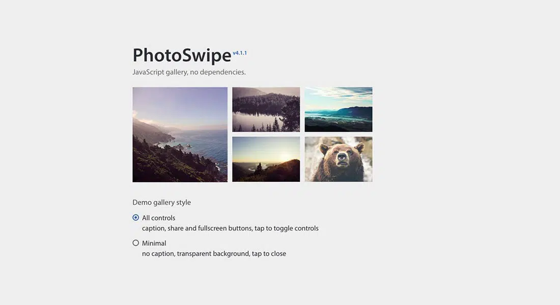 24 PhotoSwipe JavaScript นิเมชั่น