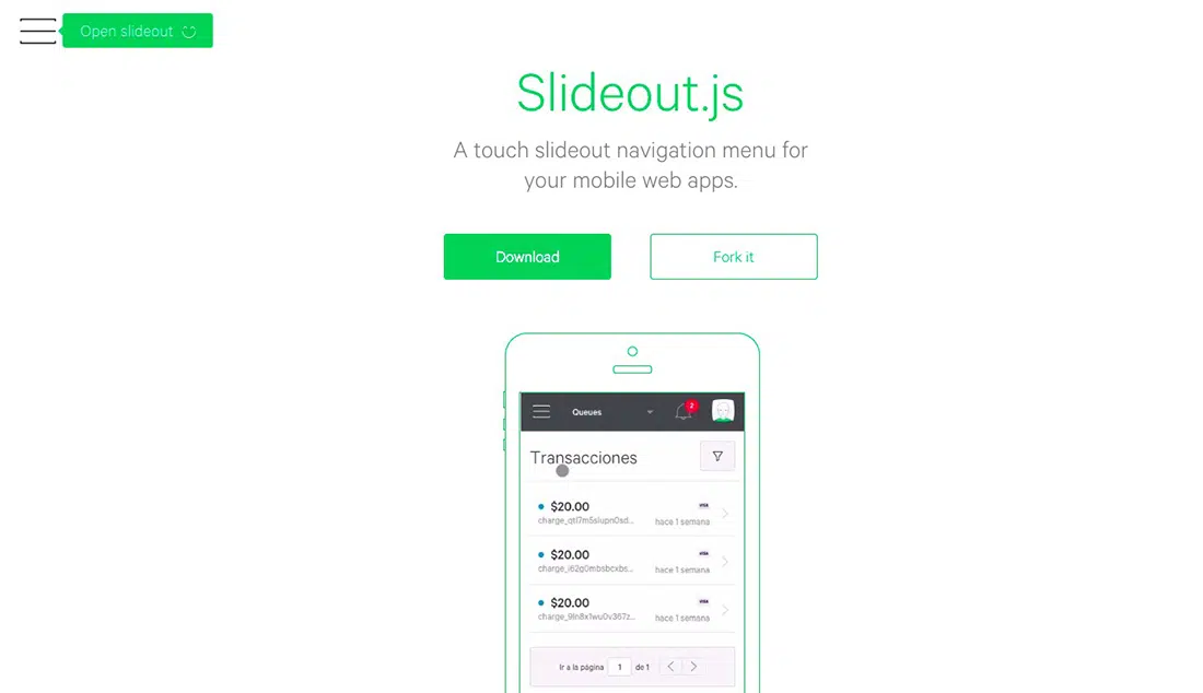 23 Slideout JavaScript นิเมชั่น