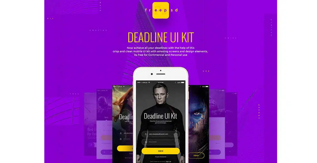 14 Deadline- Photoshop 的免費 UI 工具包