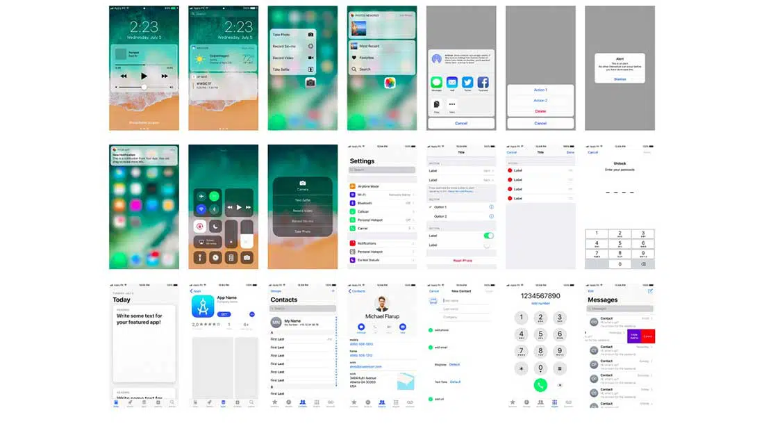 Photoshop ve Sketch için 4 Ücretsiz iOS 11 UI kiti