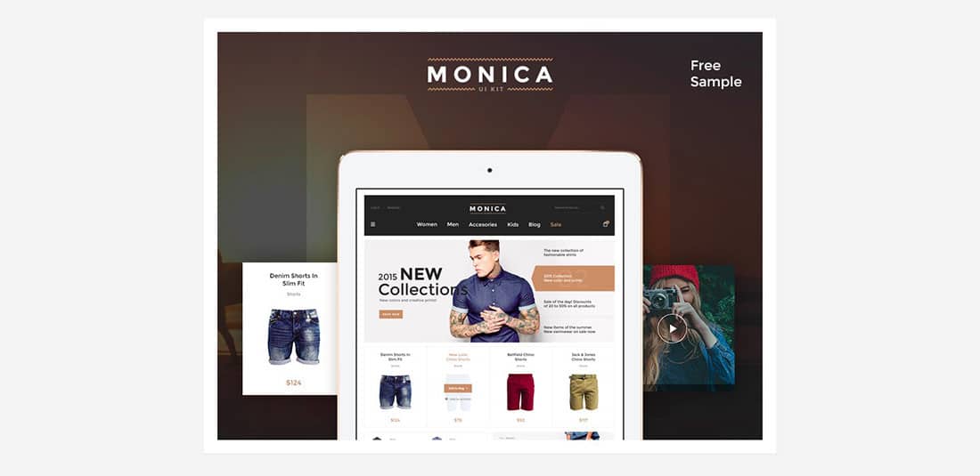 19 Monica: kit de interfaz de usuario PSD gratuito para comercio electrónico