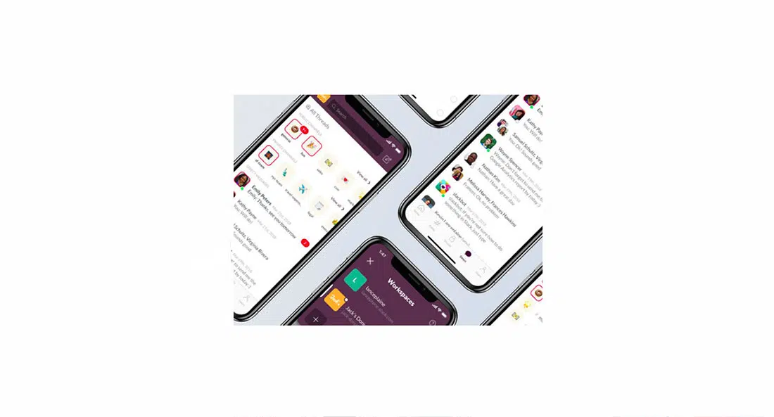 4 Konsep desain ulang Slack iPhone UI Sumber Sketsa Gratis