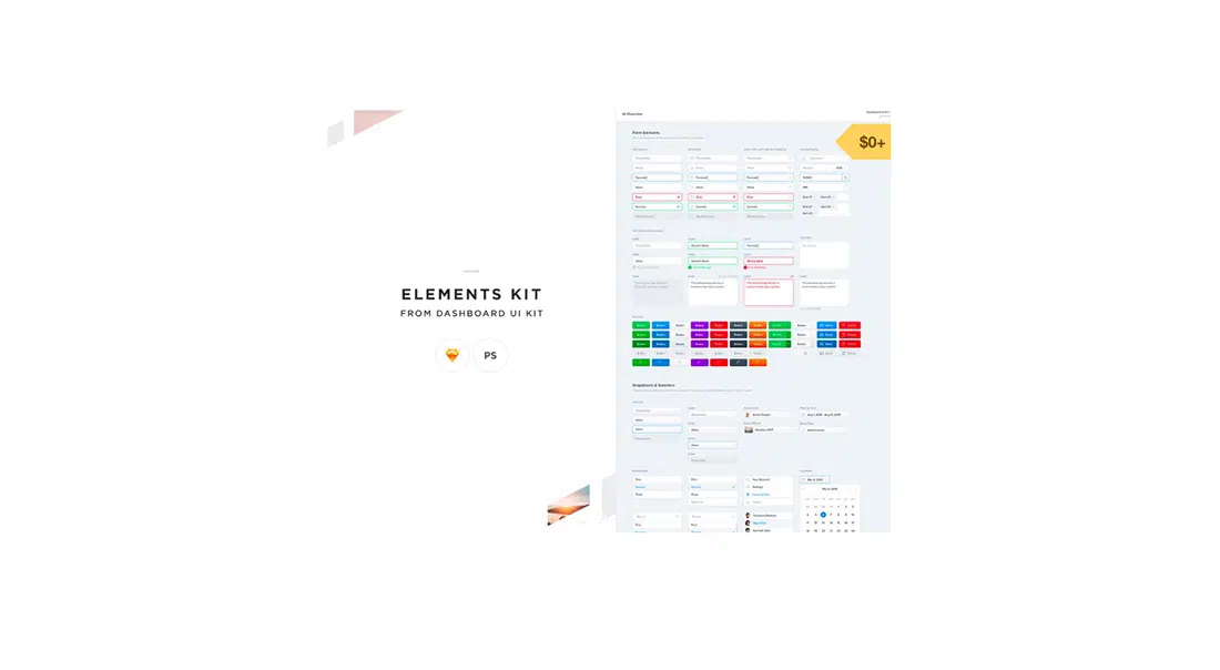 21 Elemen- Kit UI Dasbor untuk Photoshop dan Sketsa