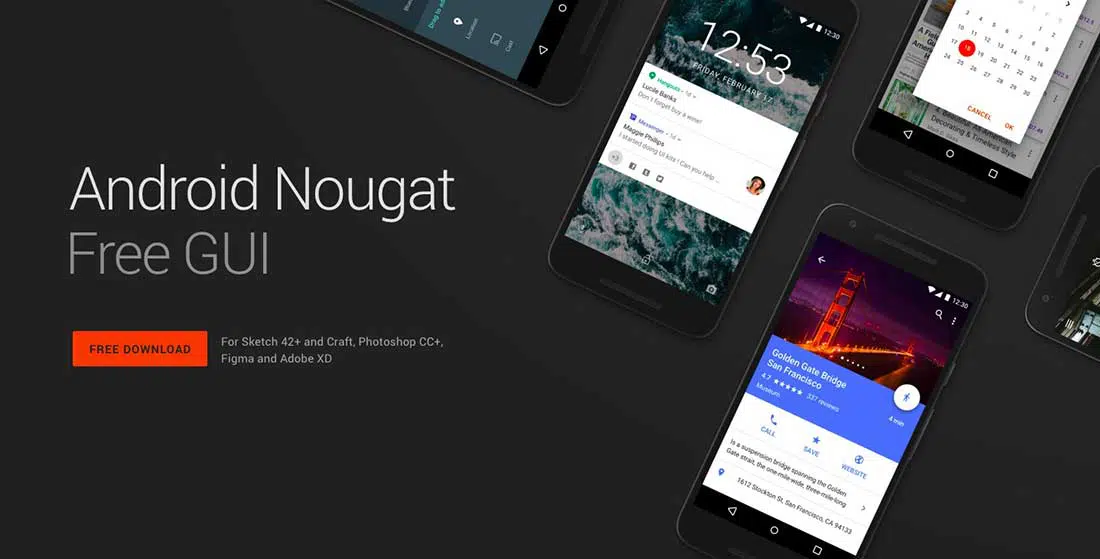 20 kit UI gratis Android Nougat untuk Sketch