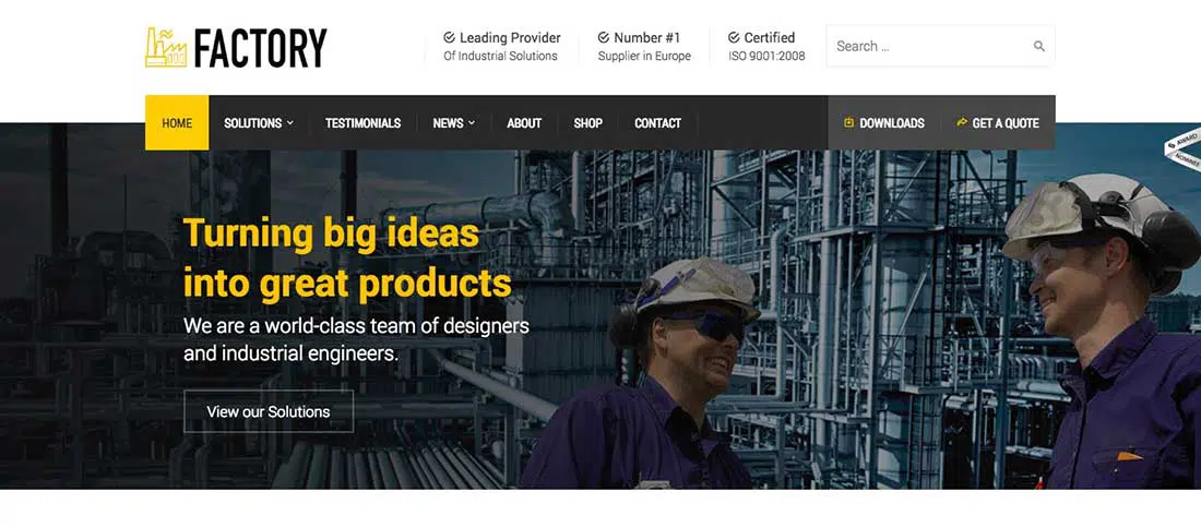 13 Factory - Tema WordPress de Negócios Industriais