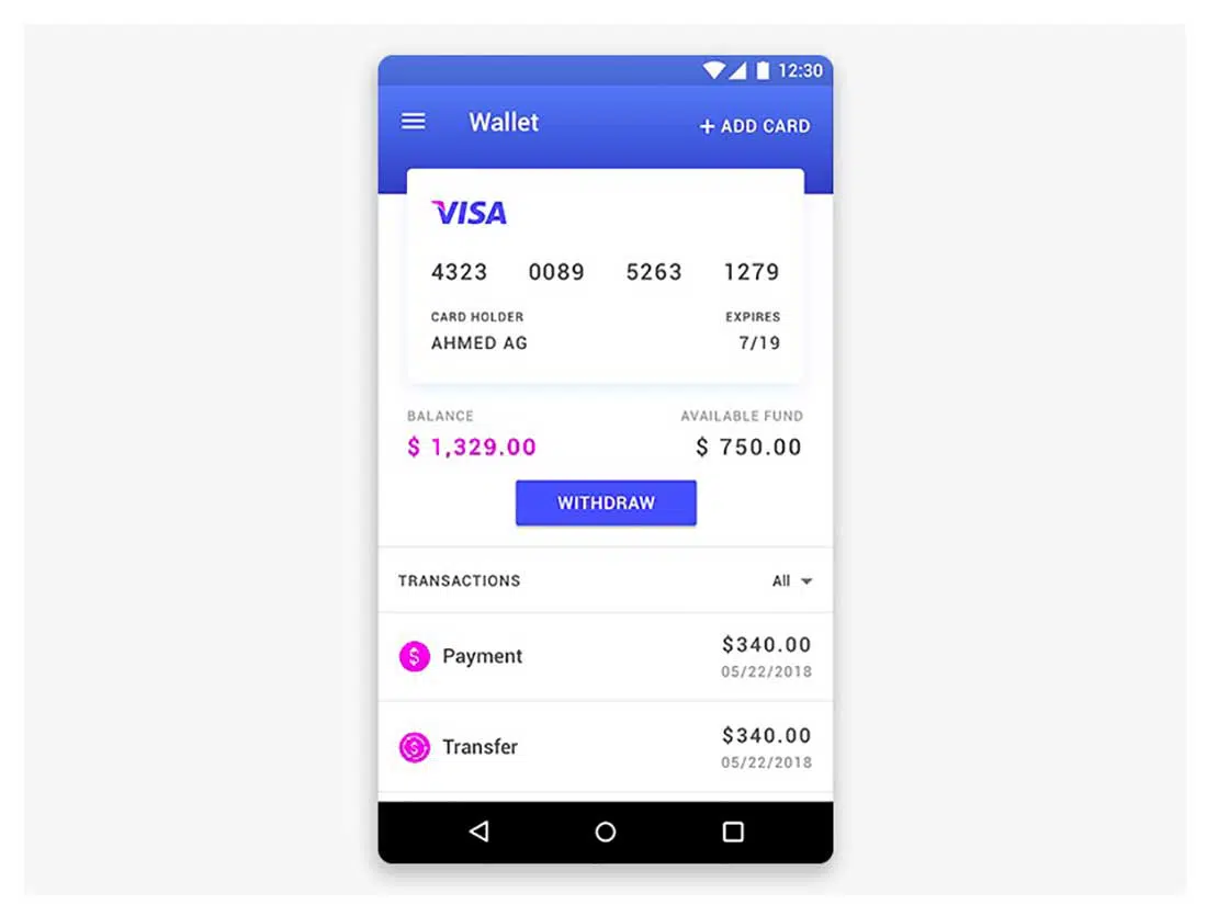 25 Exemplo de Design de Material de Design de Carteira