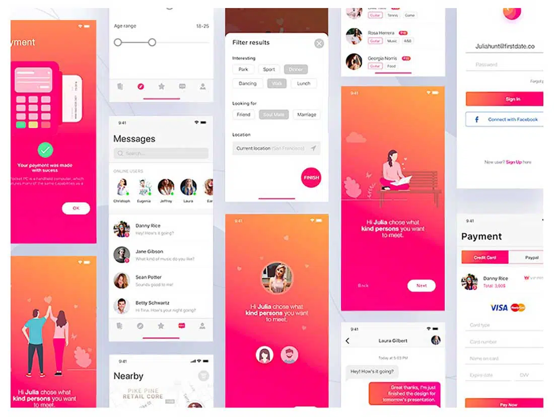 17 Exemplo de design de material do aplicativo Firstdate