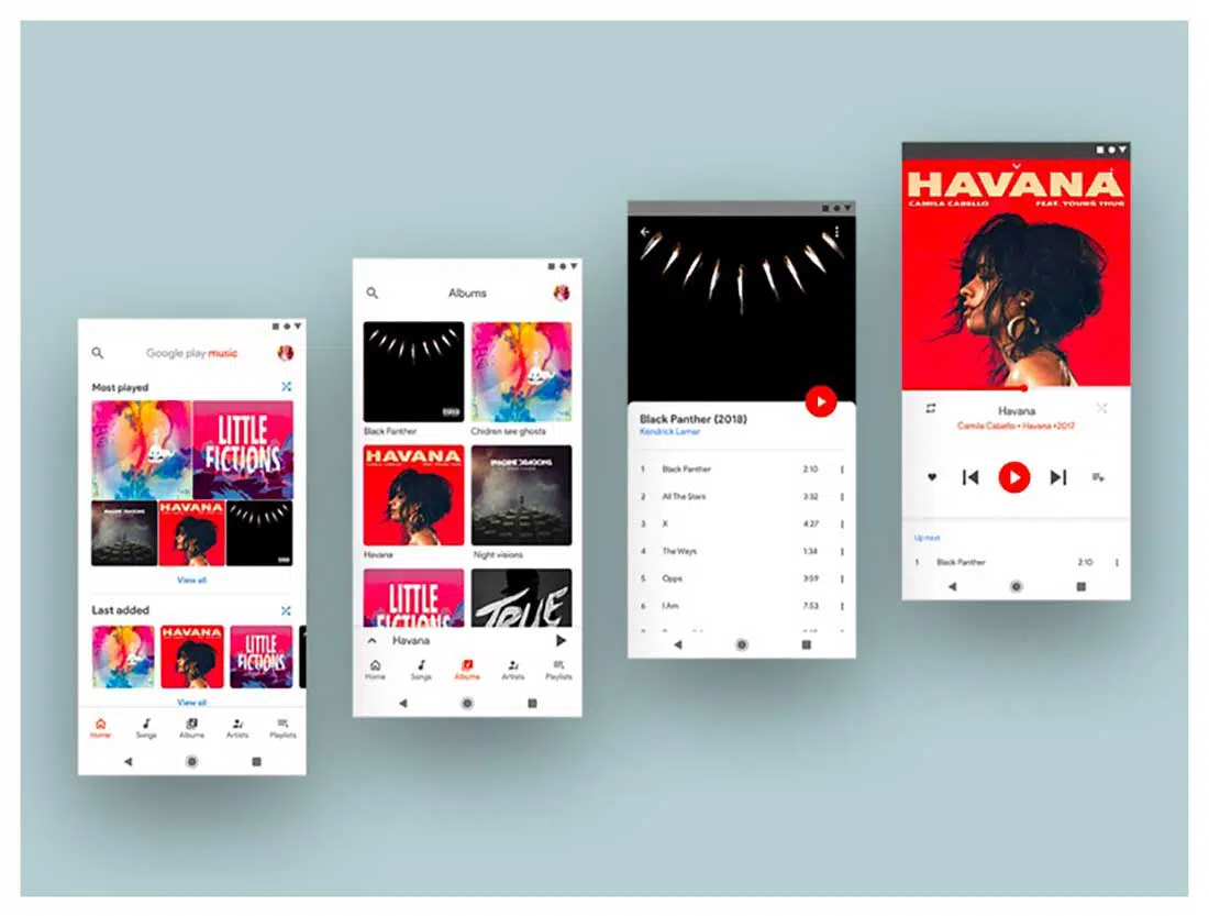 16 Konsep desain ulang musik Google play