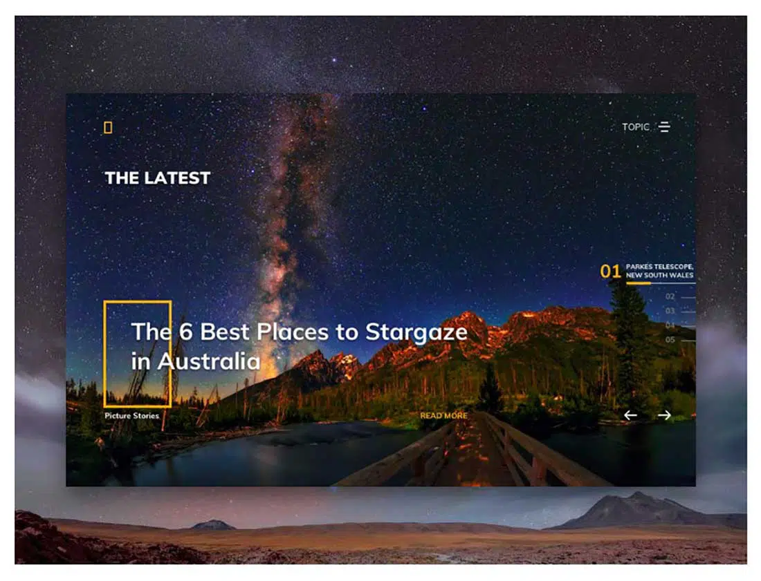 22 Esempio di progettazione del materiale per il layout di un sito Web Natgeo