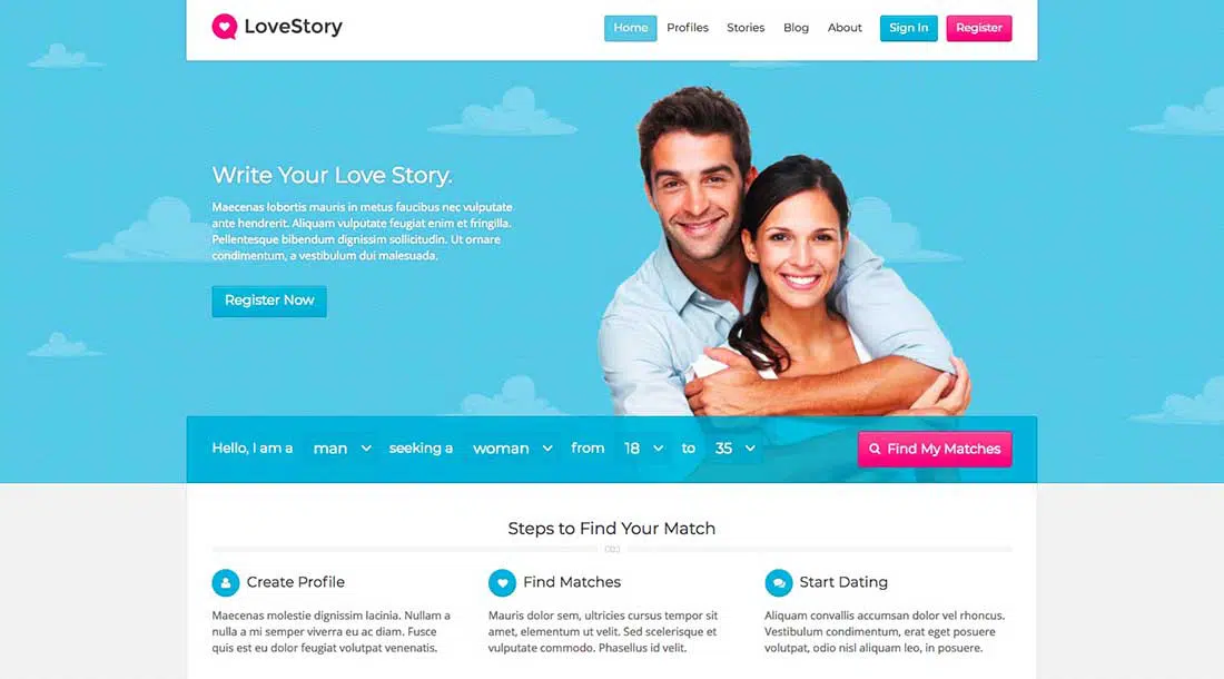 3 LoveStory - Tema de WordPress para citas