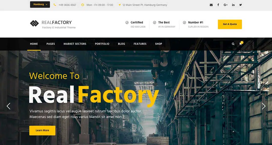 24 Tema WordPress de construção para empresa de construção e industrial | Fábrica Real