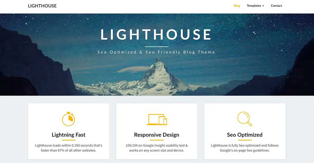 20 Lighthouse Blog - SEO 優化和 SEO 友好的博客主題