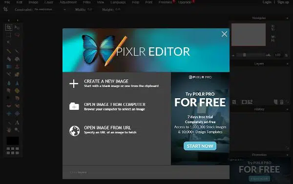 Adobe Photoshop 的 5 种最佳替代品 - Pixlr 编辑器