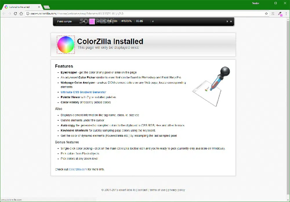 平面設計師必備的 10 個 Google Chrome 擴展程序 - ColorZilla