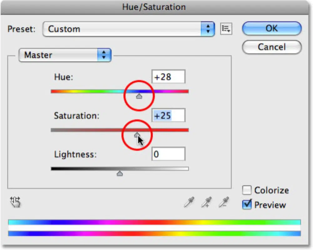 การเรียนรู้ Marquee Tool ใน Photoshop โดยเปลี่ยน Hue and Saturation