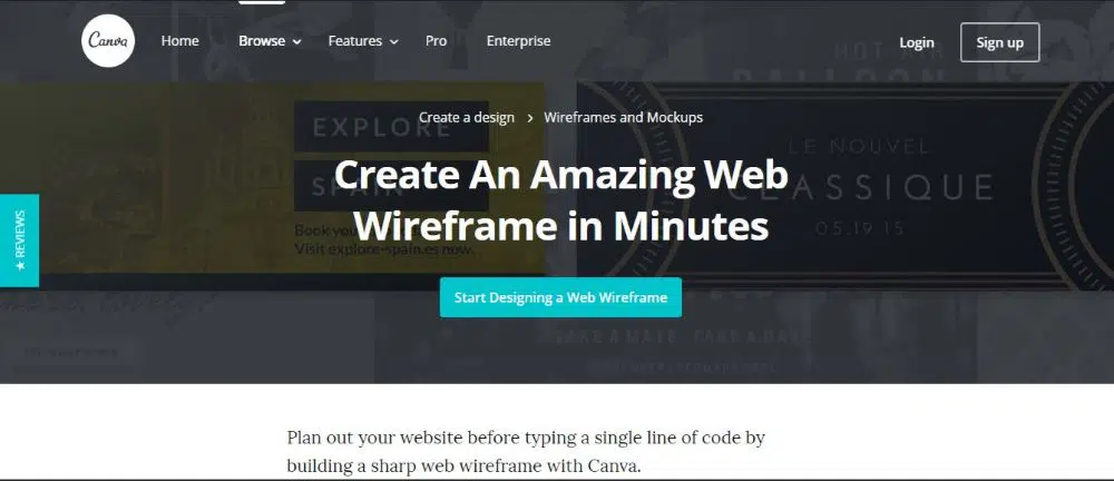 Canva - ferramenta de wireframe de site gratuita