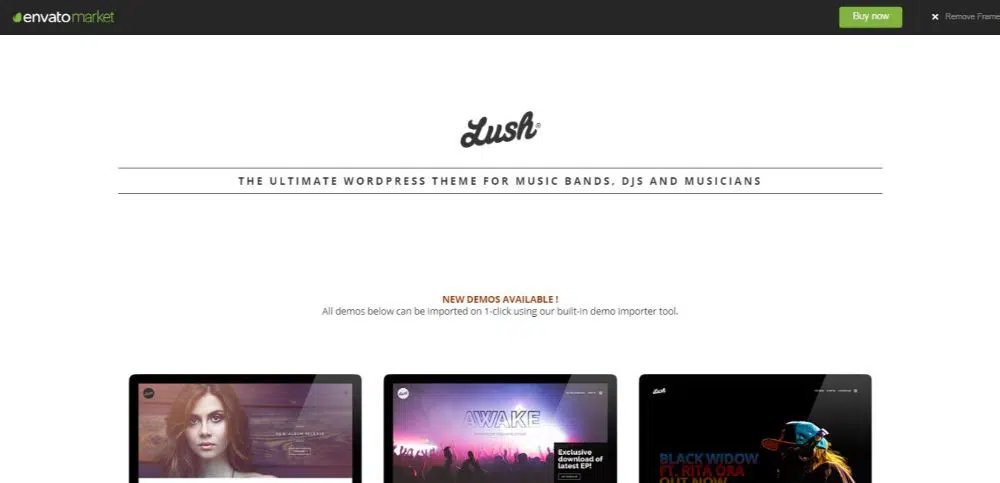 Lush - Tema WordPress pentru trupă de muzică și muzician