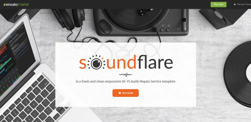 SoundFlare — szablon strony docelowej HTML5 usługi naprawy dźwięku Hi-Fi