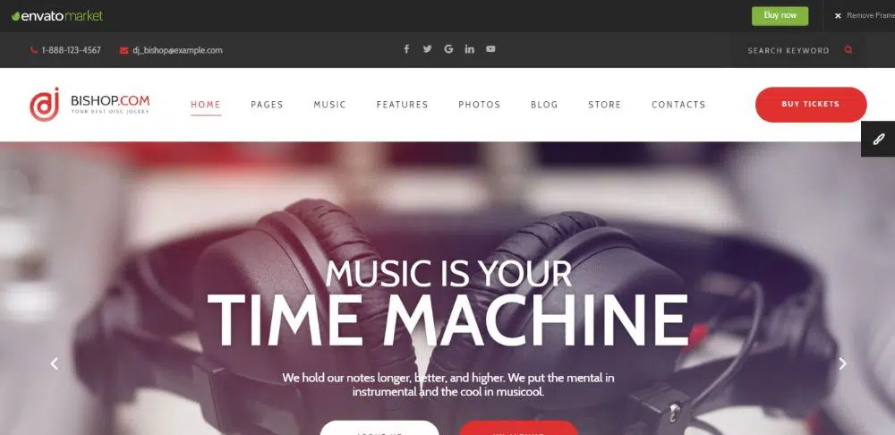 Bishop - Dj Personal Page HTML Music Website Template con Visual Builder