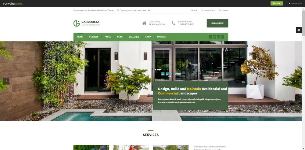 Gardenista — тема WordPress для садоводства, ландшафтного дизайна и бизнеса