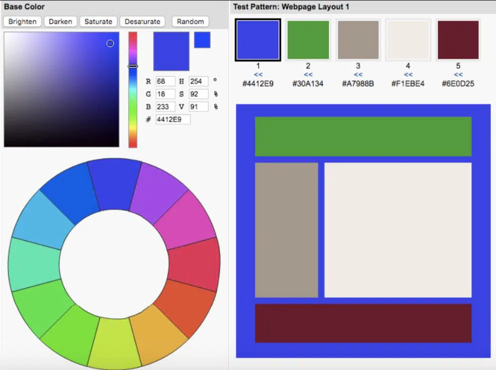 Schemi nelle vicinanze - Sviluppo della combinazione di colori del sito Web perfetto