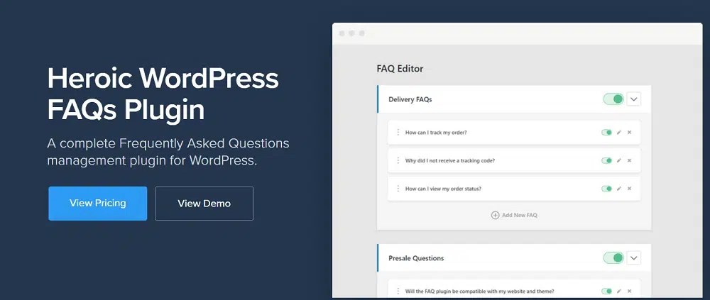 البرنامج المساعد Heroic WordPress FAQ