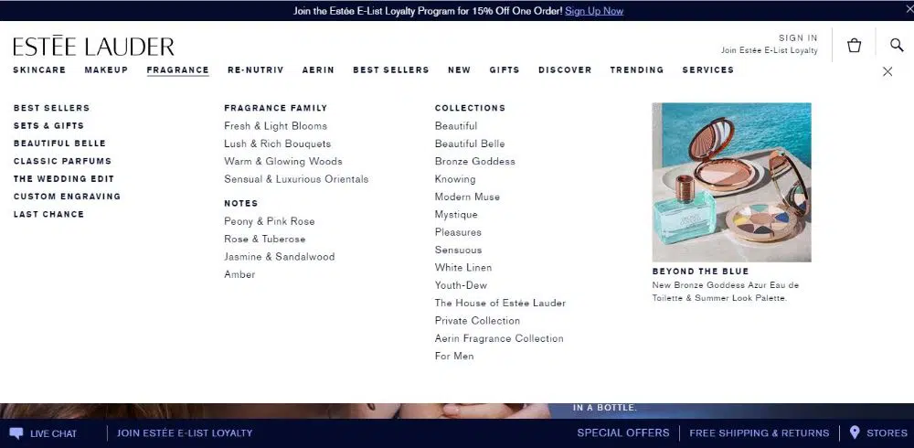 desain menu mega - estee lauder