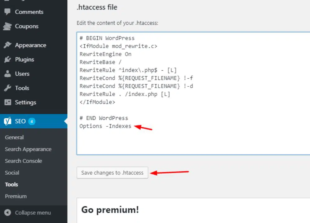 Desactivar la exploración de directorios