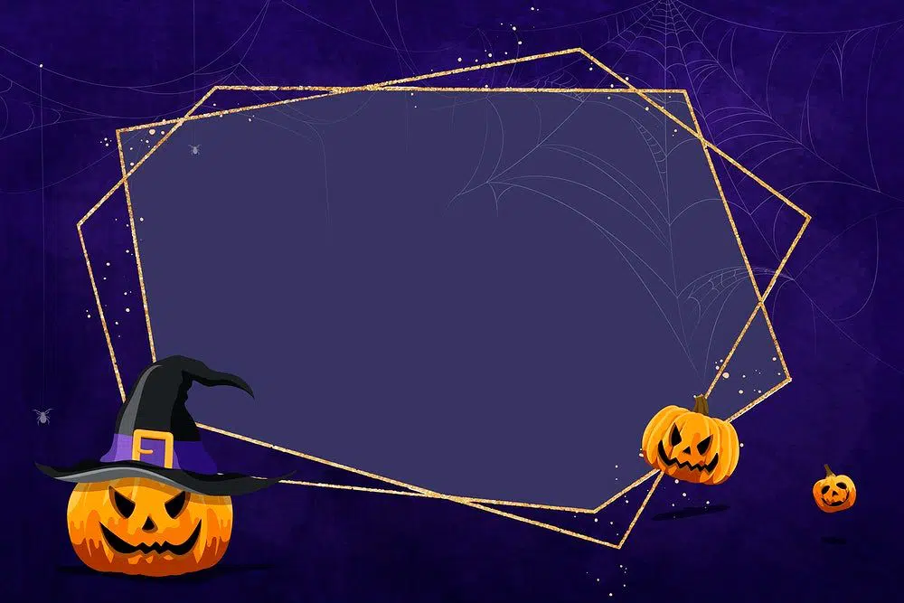 Quadro de Jack O_Lantern no vetor de fundo roxo