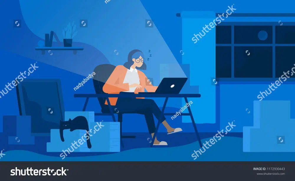 Illustration bis spät in die Nacht arbeiten