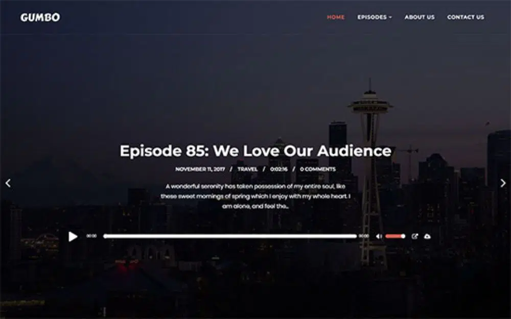 Темы WordPress для подкастов: Gumbo