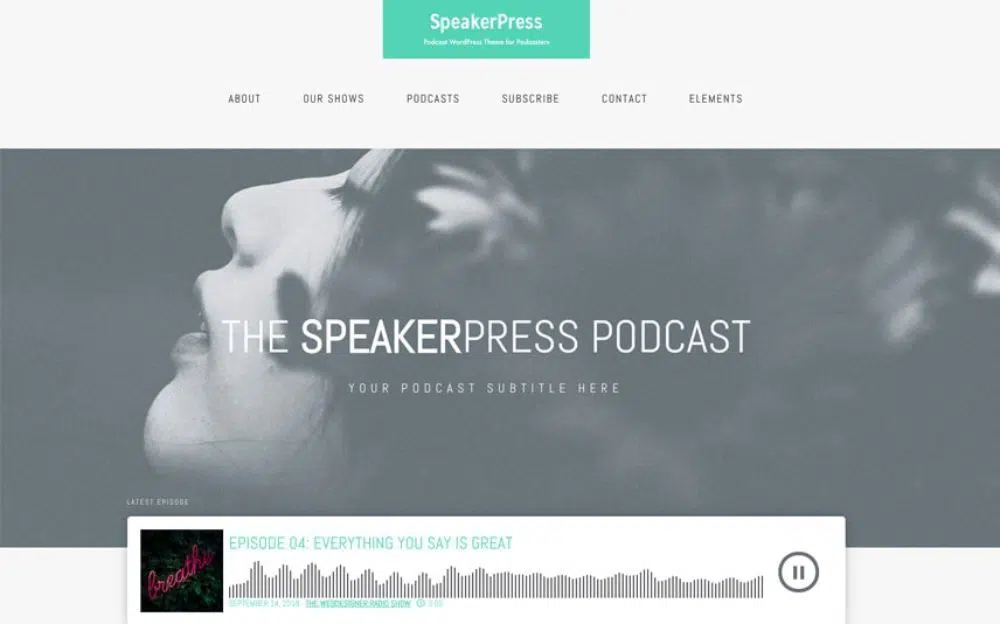 Temas de WordPress para podcasts: Speaker Press