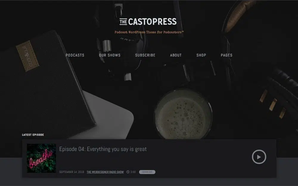 ธีม WordPress สำหรับพอดคาสต์: CastoPress