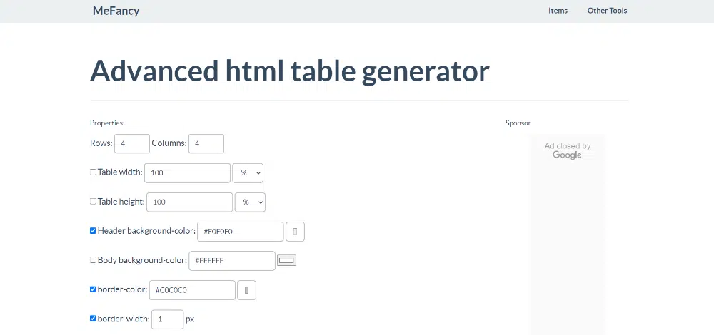 Meilleurs outils de création de tables en ligne gratuits : Avancé