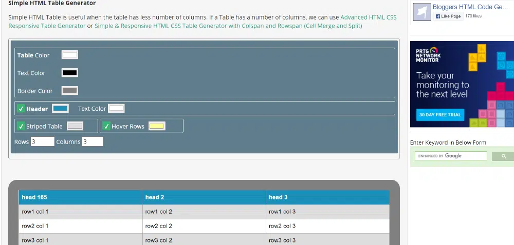 Meilleurs outils de création de tables en ligne gratuits : Générateur de tables