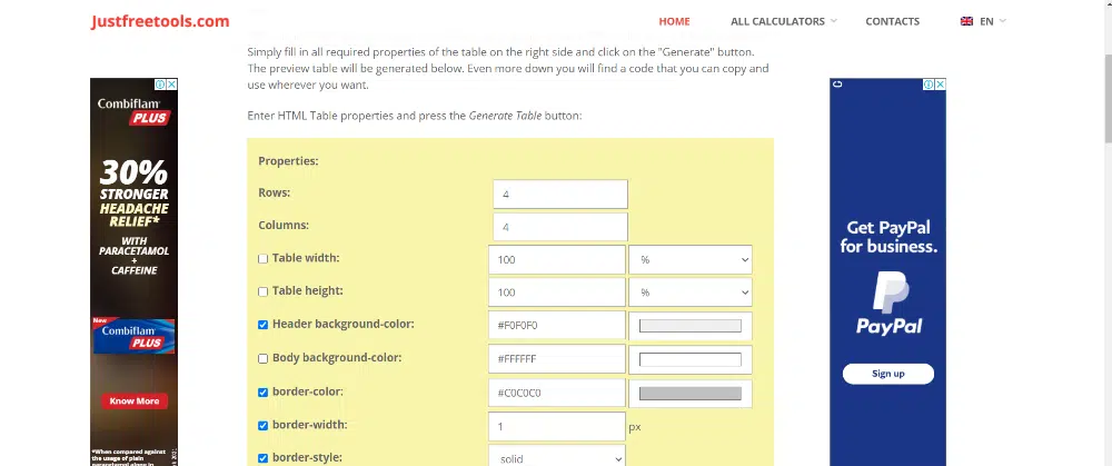 Las mejores herramientas gratuitas para crear tablas en línea: JustFreeTools