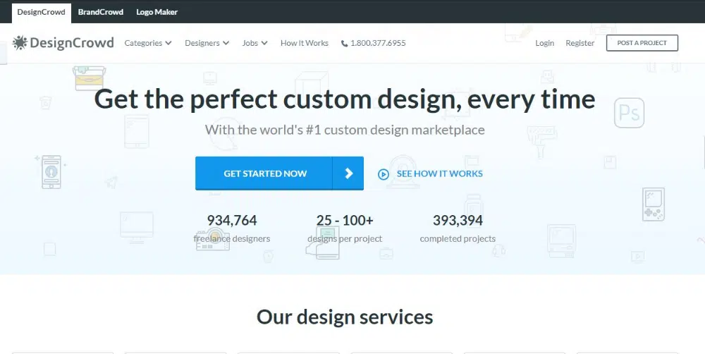 Melhores sites de concursos de design: DesignCrowd