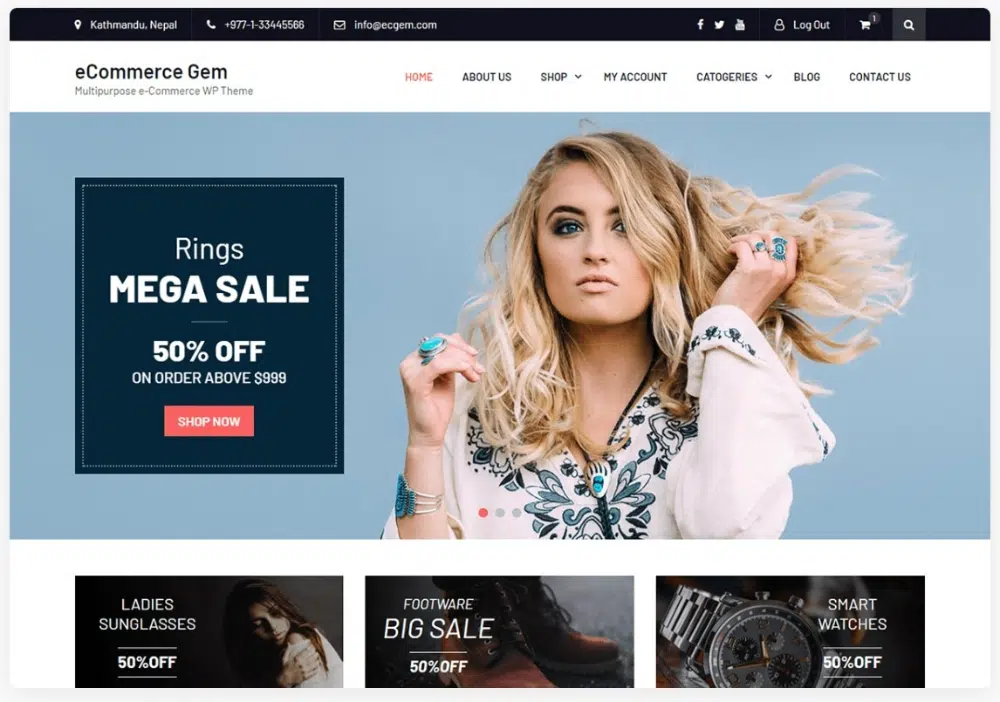 Tema WordPress pentru Dropshipping: Ecommerce Gem